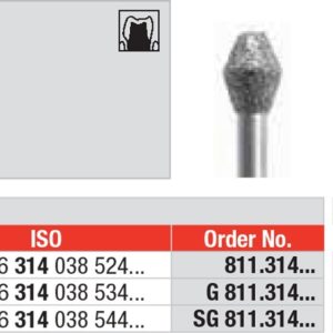 EDENTA - Diamond Burs - High speed - (G811.314.033) strips of 5 Burs