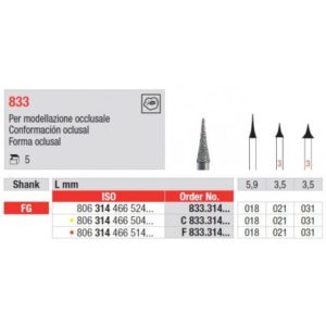EDENTA - Diamond Burs - High speed - ( 833.314.021) strips of 5 Burs