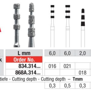 EDENTA - Diamond Burs - High speed - ( 834.314.016) strips of 5 Burs