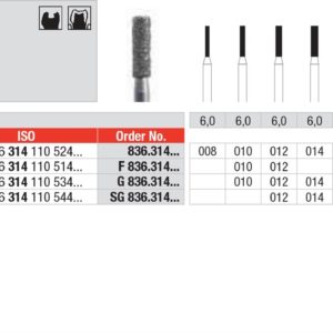 EDENTA - Diamond Burs - High speed - ( 836.314.010) strips of 5 Burs
