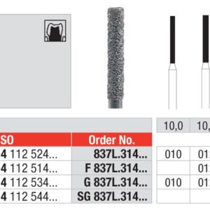 EDENTA - Diamond Burs - High speed - ( 837L.314.016) strips of 5 Burs