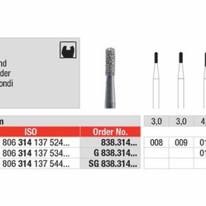 EDENTA - Diamond Burs - High speed - ( 838.314.008) strips of 5 Burs