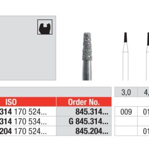EDENTA - Diamond Burs - High speed - ( 845.314.010) strips of 5 Burs