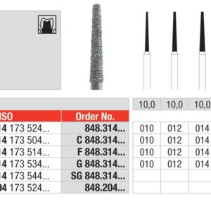 EDENTA - Diamond Burs - High speed - ( 848.314.010) strips of 5 Burs