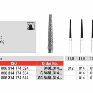 EDENTA - Diamond Burs - High speed - (G848L.314.016) strips of 5 Burs