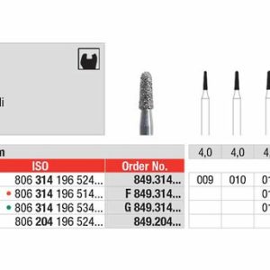 EDENTA - Diamond Burs - High speed - (G849.314.012) strips of 5 Burs