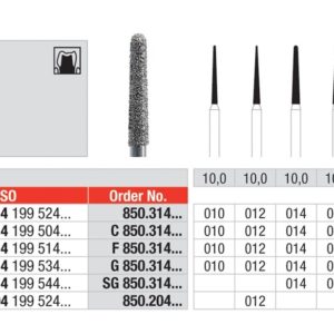 EDENTA - Diamond Burs - High speed - ( 850.314.010) strips of 5 Burs