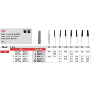 EDENTA - Diamond Burs - High speed - (SG856.314.016) strips of 5 Burs