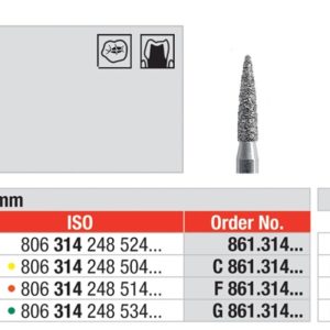 EDENTA - Diamond Burs - High speed - (G861.314.012) strips of 5 Burs