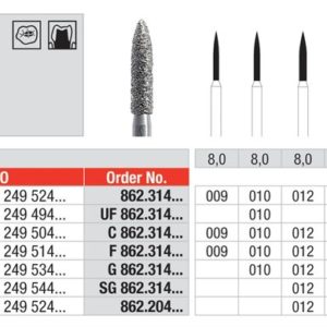 EDENTA - Diamond Burs - High speed - ( 862.314.012) strips of 5 Burs