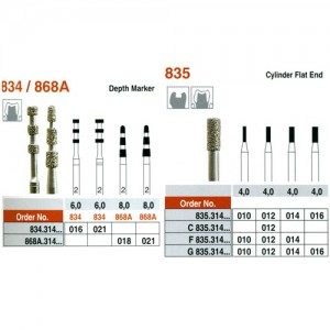 EDENTA - Diamond Burs - High speed - ( 868A.314.018) strips of 5 Burs