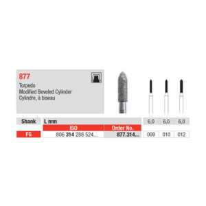 EDENTA - Diamond Burs - High speed - ( 877.314.012) strips of 5 Burs