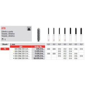 EDENTA - Diamond Burs - High speed - (G878.314.010) strips of 5 Burs