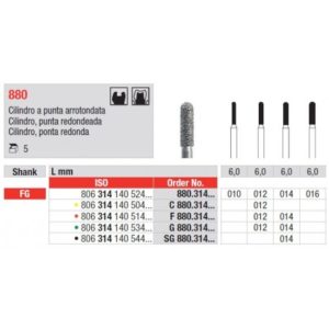 EDENTA - Diamond Burs - High speed - ( 880.314.012) strips of 5 Burs