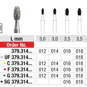 EDENTA - Diamond Burs - High speed - (UF368.314.023) strips of 5 Burs