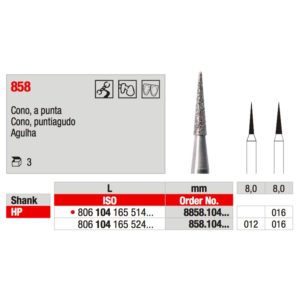 EDENTA - Diamond Burs - High speed - (858.104.016) strips of 5 Burs