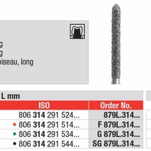 EDENTA - Diamond Burs - High speed - (G879L.314.014) strips of 5 Burs