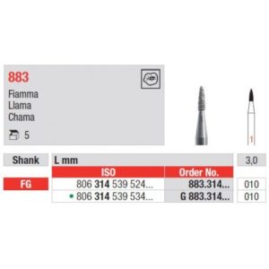 EDENTA - Diamond Burs - High speed - (883.314.010) strips of 5 Burs