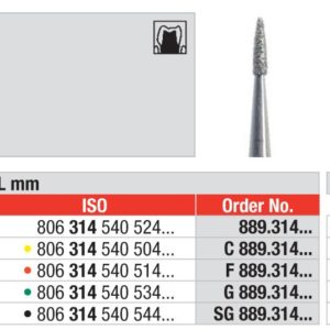 EDENTA - Diamond Burs - High speed - (G889.314.010) strips of 5 Burs