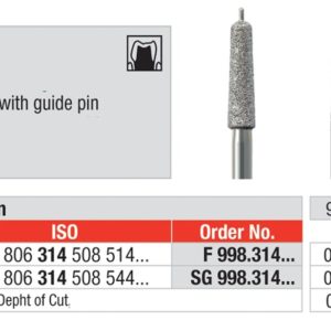 EDENTA - Diamond Burs - High speed - (F998.314.021) strips of 5 Burs