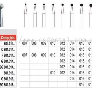 EDENTA - Diamond Burs - High speed - ( C801.314.012) strips of 5 Burs