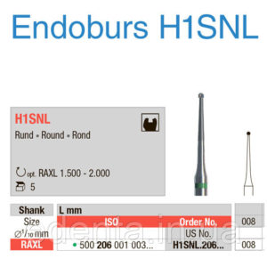 EDENTA -Tungsten Carbide instruments for dentists- Low Speed -H1SNL.206.008- Pack of 5 Pcs
