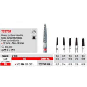 EDENTA -Tungsten Carbide FINISHING - High Speed - TC375R.314.023- Pack of 6 Pcs