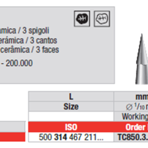 EDENTA -Tungsten Carbide FINISHING - High Speed - TC850.3.314.018- Pack of 5 Pcs