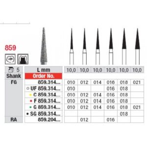 EDENTA - Diamond Burs - High speed - (UF859.314.016) strips of 5 Burs