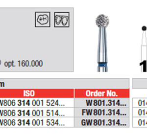 EDENTA -WIGHTE TIGER  Natural Diamond Burs - (W801.314.023) Pack of 3 Burs